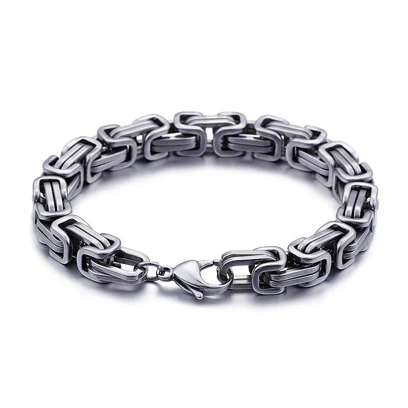 5mm 6mm 8mm Stainless Steel Men's Jewelry Emperor Chain Byzantine Bracelet Square Style Unisex Mens 8 26 Inch Link 266O
