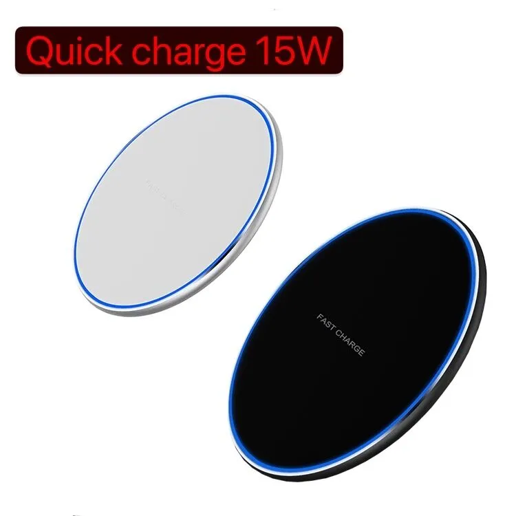 Lumière LED 15W Chargeur sans fil rapide pour téléphone 11 Pro XS Max XR X 8 Plus Samsung S10 S9 S8 S7 Edge Note 10 Chargeur USB Qi avec boîte de vente au détail