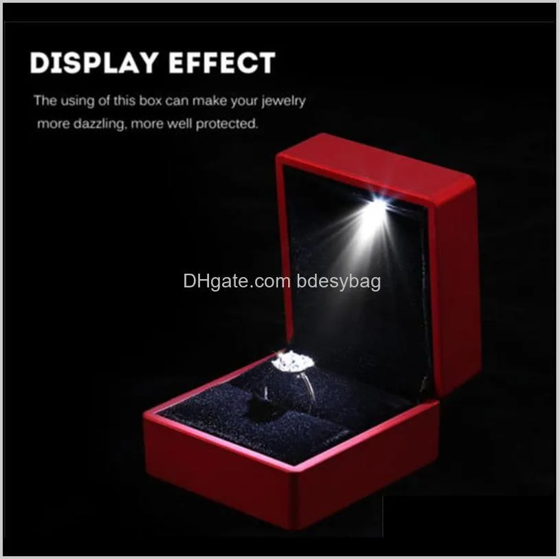 2020 creative ring display box necklace pendant hold box with led lights fashion creative simple solid color cute small portable