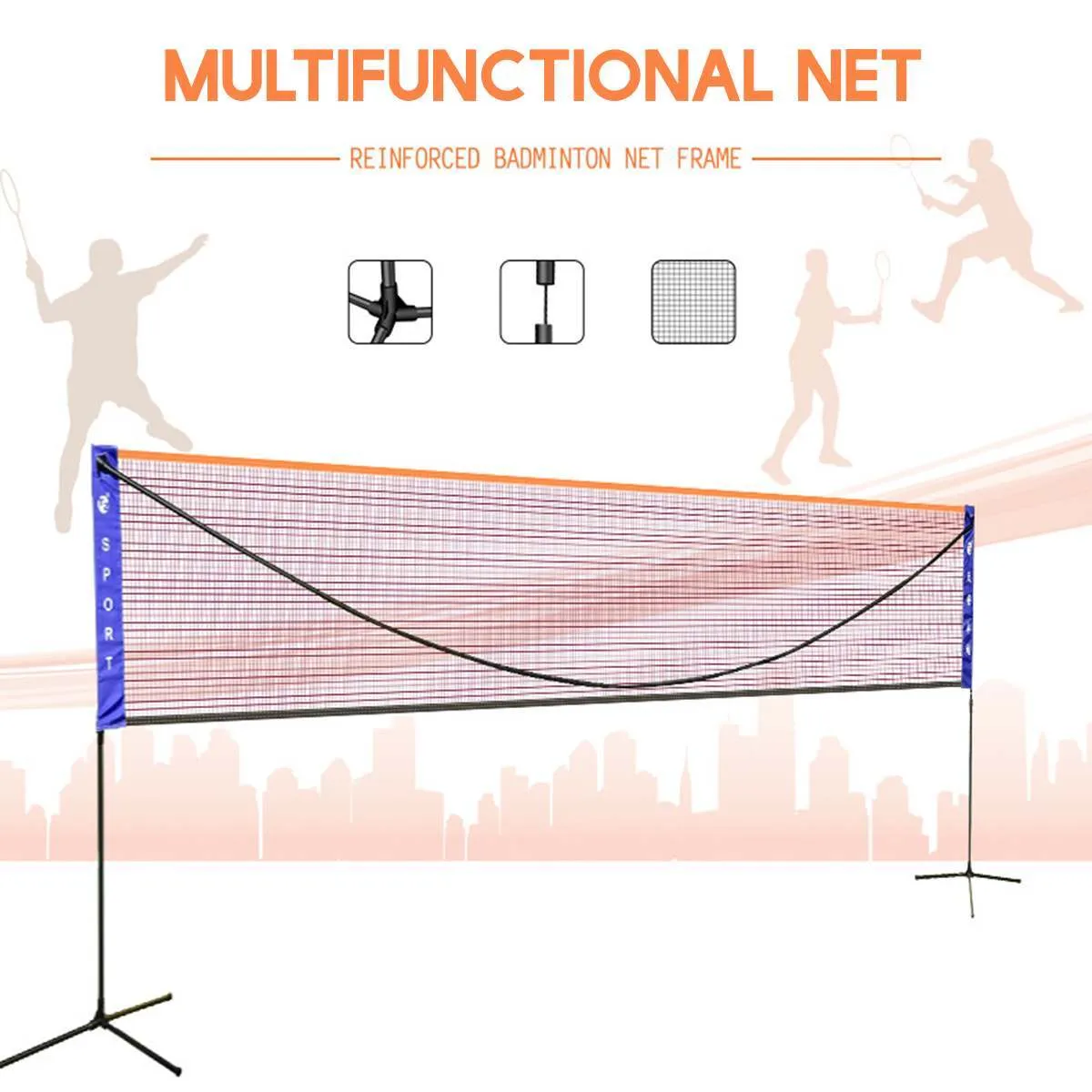 20FT Badminton Volleyball Tennis Net Set Plastic Portable Team Nylon Stand Frame Pole Web Indoor Outdoor Home Gym Sport Court Beach Driveway Fitness Gymnasium Nets