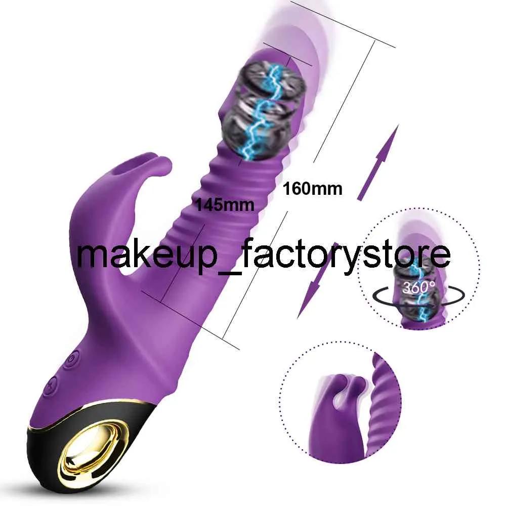 Massage 2021 Rabbit Vibrator Automatic Telescopic Rotation G-Spot Clitoris Stimulator Female Masturbation Sex Toys For Women Adults 18