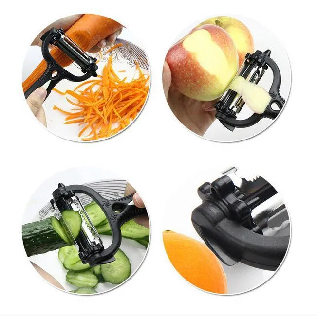 2021 graden 4 in 1 multifunctionele schiller Rotary wortel Meloen Groente Fruit Shredders Slicer Cutter Zesters Keuken Accessoires Tools