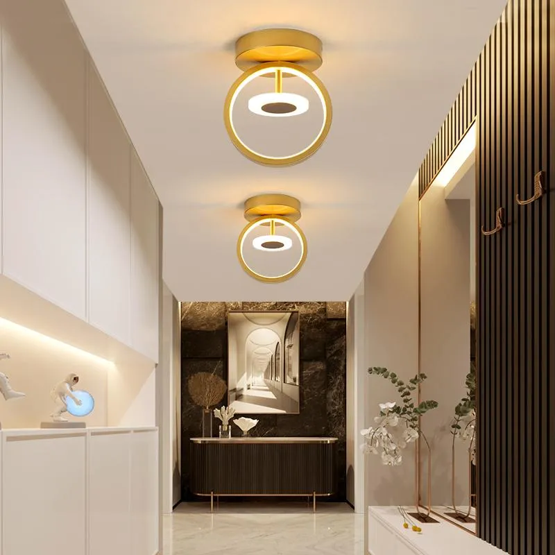 Moderne LED -plafondlamp voor gangpad Geboorteg Gouden vierkant Ronde binnen Mount Licht in woonkamer Slaapkamer Balkon Home armaturen Lichten
