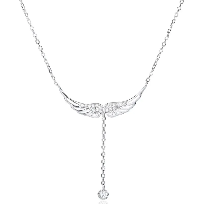 CHN43 Naszyjnik wisiorek dla kobiet 925 Sterling Angel Wings Jewelry Srebrne Neckalices