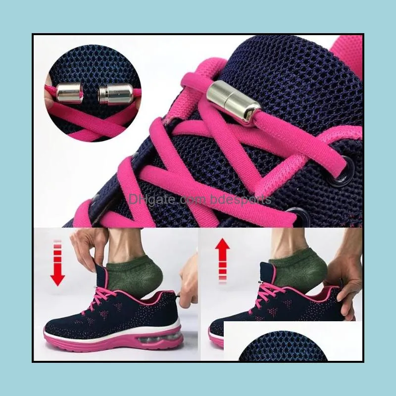 10Pair Lazy Laces Elastic No Tie Shoelaces Metal Lock Shoe Kids Adult Sneakers Quick Semicircle Shoestrings