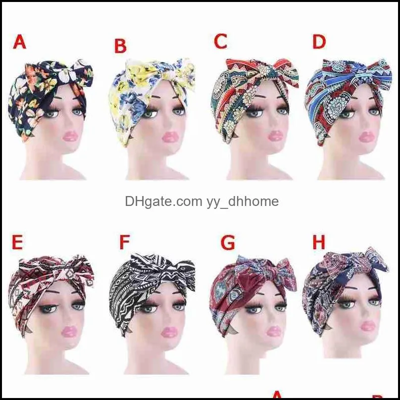 Beanie/Skull Caps Fashion African Head Tie Turban Bandana Cap Headscarf Headwrap Beanie Chemo Accessories Elegant Hair Flower W2L11