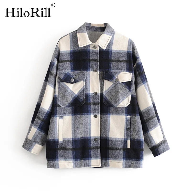 Kobiety Casual Plaid Bluzka Koszulka Kieszenie Batwing Z Długim Rękawem Kobiet Wiosna Wyłącz Kołnierz Damskie Topy Ropa Mujer 210508