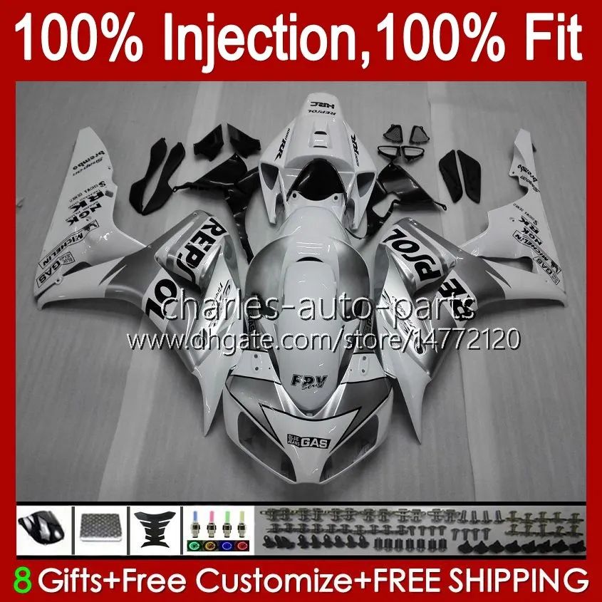 100% Fit Injection Flush для Honda Body Repsol White CBR 1000 RR CC 1000RR 1000CC 06-07 CUDEWORK 59NO.13 CBR1000 RR CBR1000RR 06 07 CBR1000-RR 2006 2007 OEM обтекатель