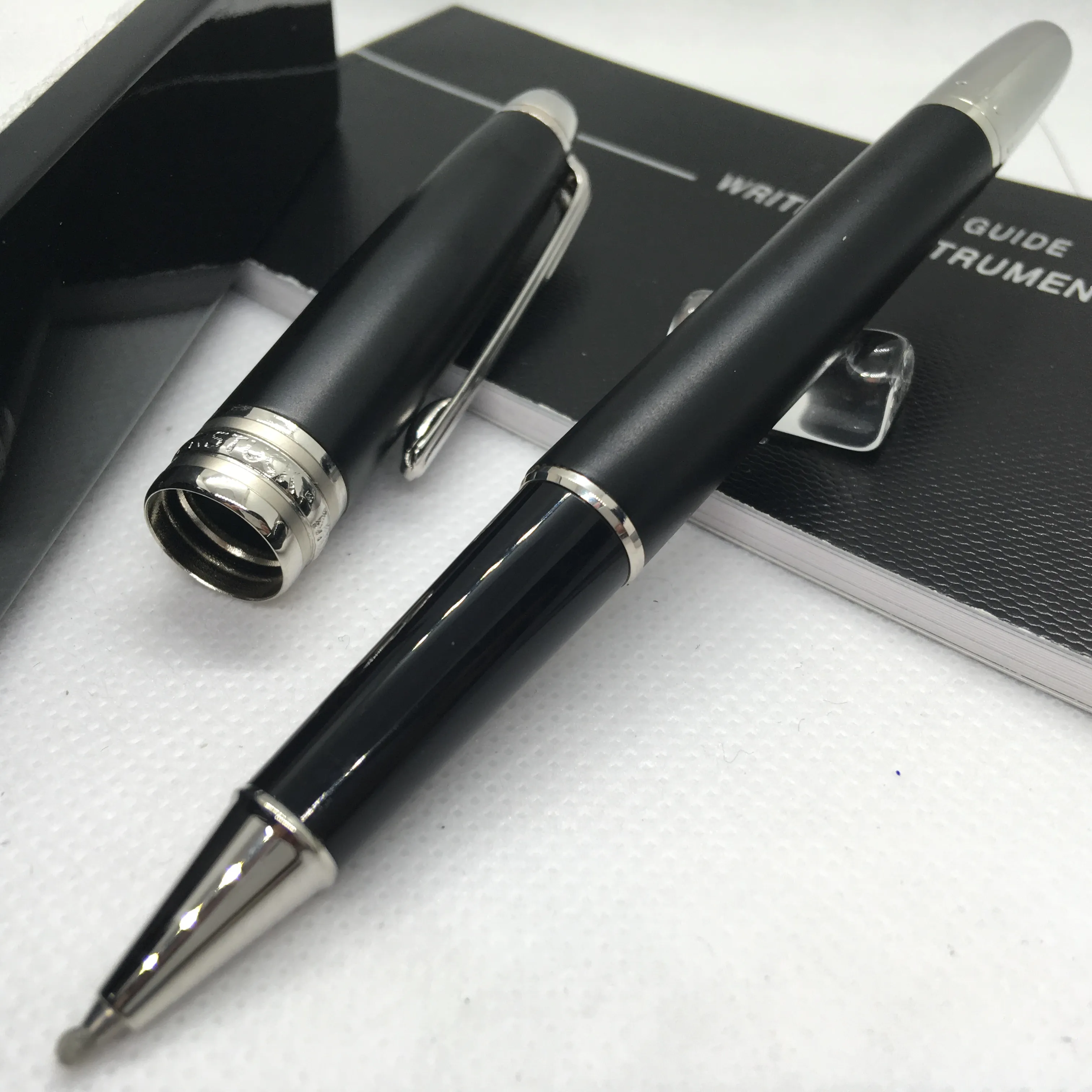 Envie 1 bolsa de couro de presente grátis preto fosco canetas rollerball caneta esferográfica material de escritório escolar com número de série