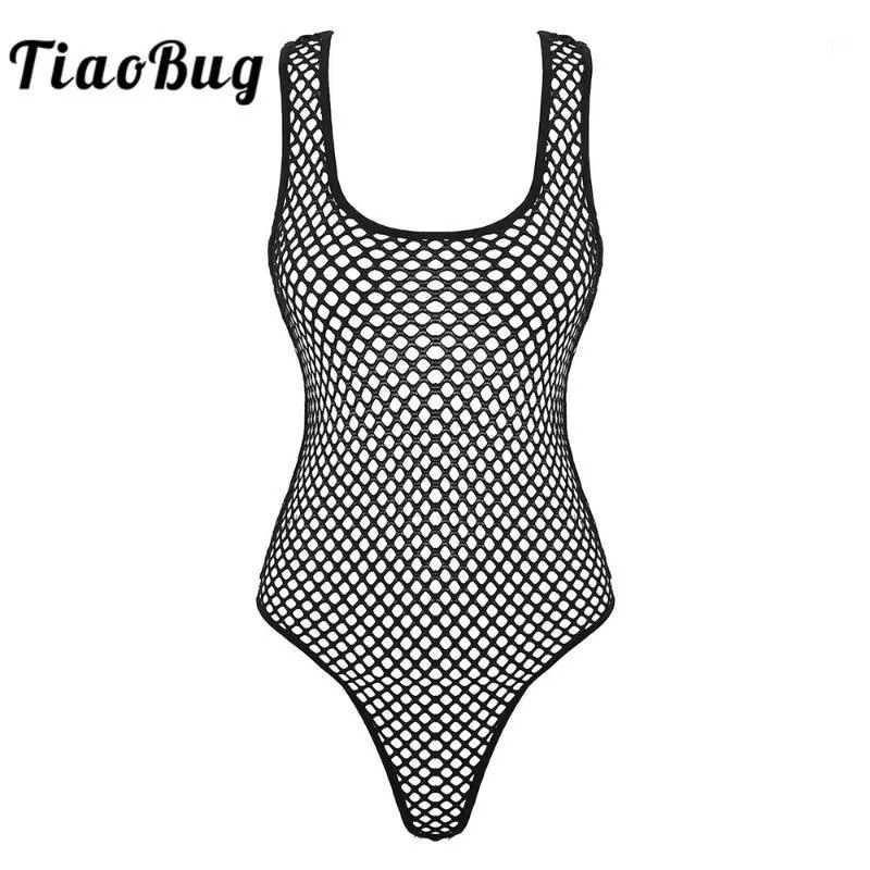 Mody damski pusty fishnet głębokie rękawie bez rękawów wysokocięty tryotard festiwal bodysuit festiwal rave impreza seksowna kostium klubowy Joksy Romper