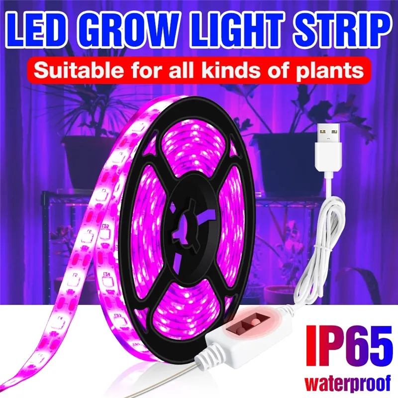 5V LED Grow Light 1M-3M Hand Sweep Sensor Flexible Plant Tape Waterproof USB Phyto Lamps For Box Cultivate Plants Seed