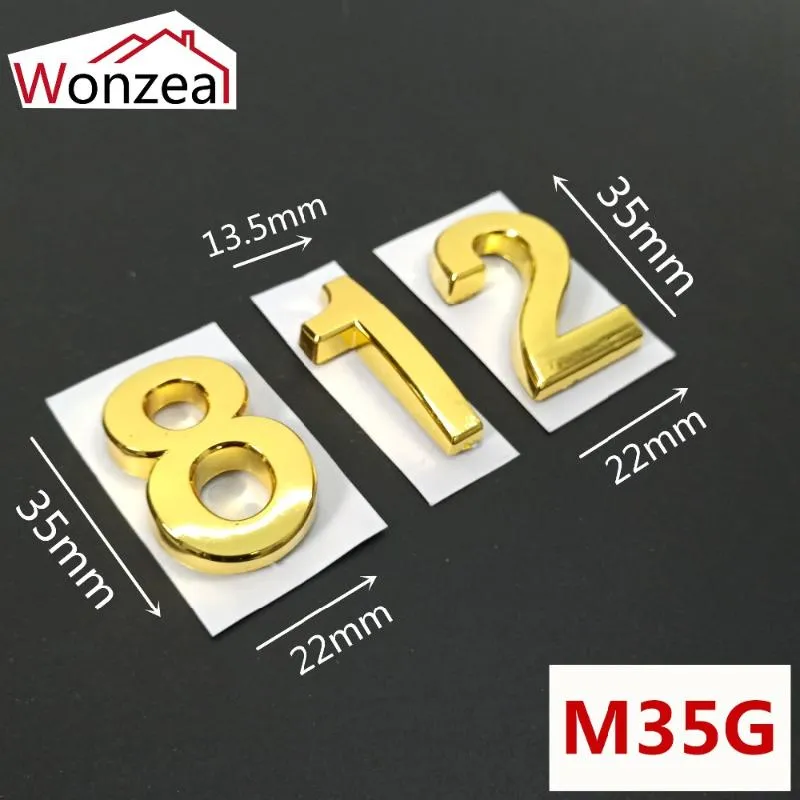 35mmx22mm ABS Plastic Door Plate Digit Golden Color Self- Adhesive 0-9 Numbers Customized House Address Sign#M35G Other Hardware