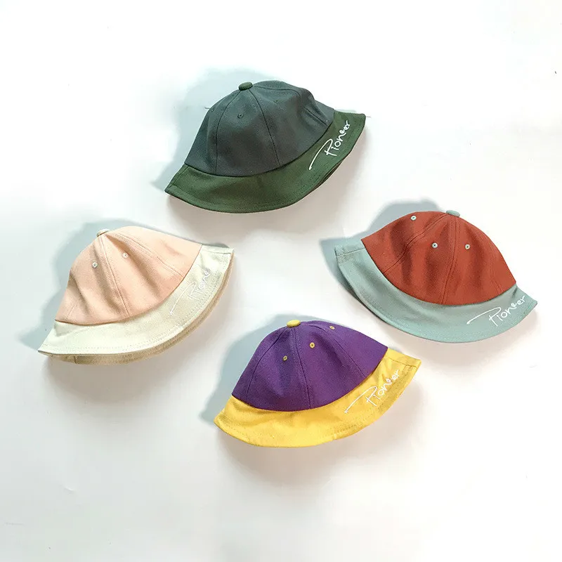 Spring infant boys girls fashion all-match letters embroidery Bucket Hats 0-4years cute kids fishing hat caps 210508