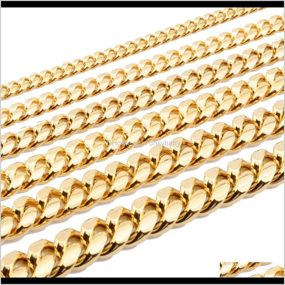 luxury designer necklaces stainless steel jewelry hip hop necklace mens cuban link chain long gold rapper accessories fashion jewellery