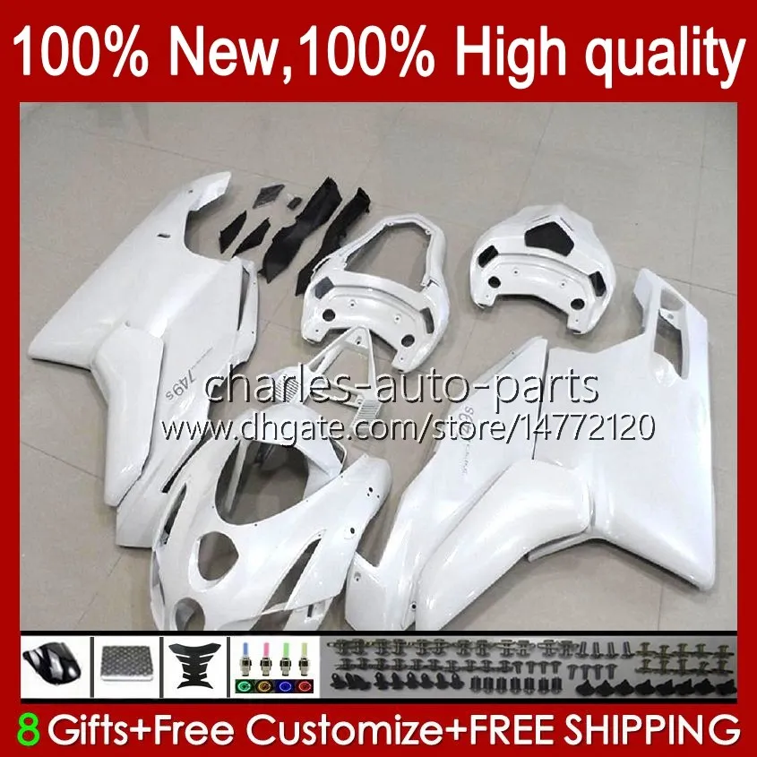 Motorcykel Fairings för Ducati 749-999 749s 999s 749 999 2003-2006 ABS Bodywork 27No.38 749 999 S R 2003 2004 2005 2006 Glans Vit 749R 999R 03 04 05 06 OEM Bodys Kit