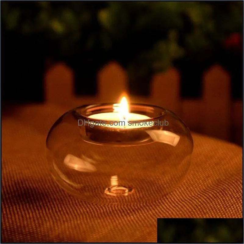 Candle Holders Fashion Round Hollow Glass Holder Romantic Wedding Dinner Decor Fine Candlestick Dining Party Hanging