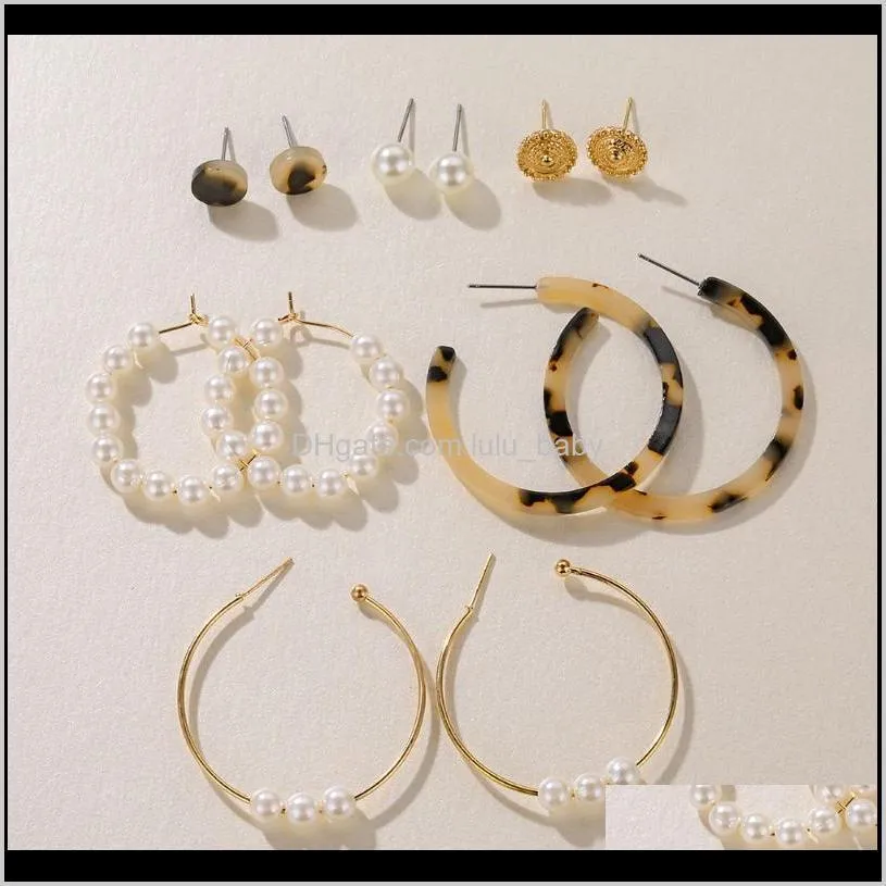 minimalist pearl circle fashion jewelry earrings set for boho women beaded hoop earings metal hoops zovoli geometric big gold rgxld