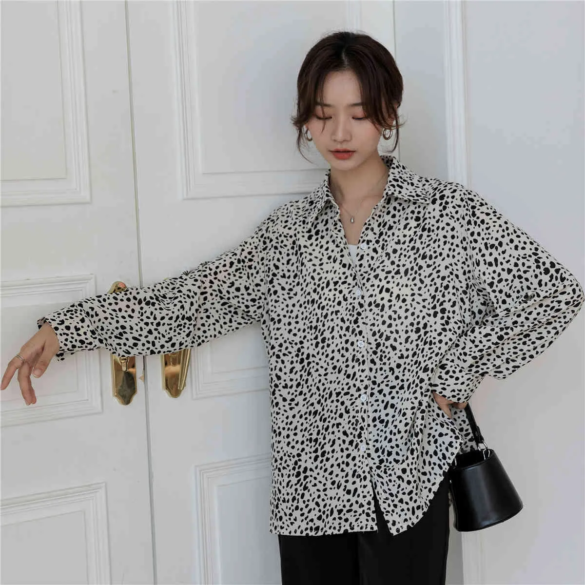 Blusa Vintage Mujer Dama Manga Larga Camisas Femeninas Camisa Con Estampado De Leopardo Manga Suelta Blusa Top De Gasa 929J 210420 Da 16 46 DHgate
