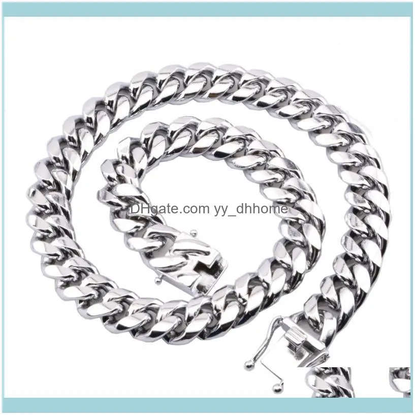 Chains 16mm Wide Huge Heavy Stainless Steel Silver Color Biker Jewelry  Cuban Curb Chain Men Link Necklace Or Bracelet Cool