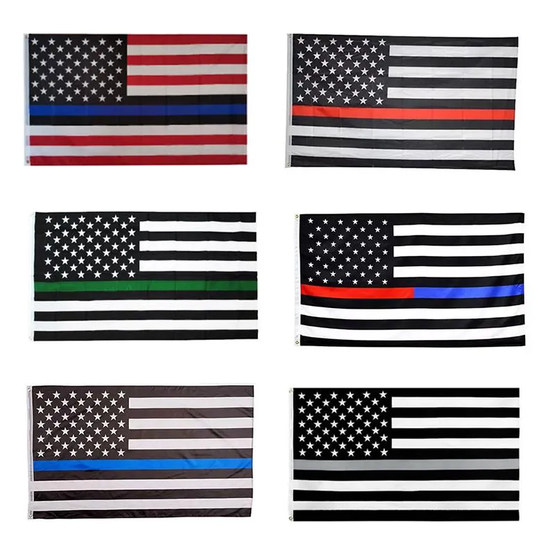 90*150CM American Flags Blue Stripe Police Flag United States Stars USA US Of America