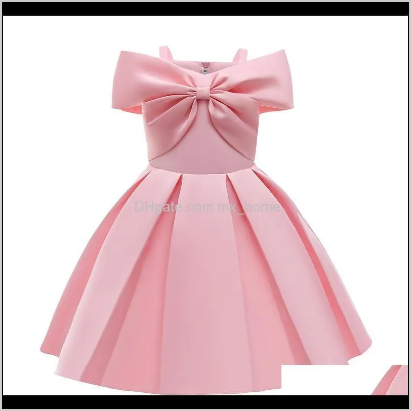 wholesale big bow tie kids party dresses pink red girls birthday dress new arrival 2021 dresses for girls princess