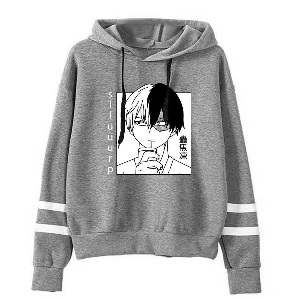 Boku No Hero Academia shoto todoroki kapturem z kapturem z długim rękawem z długim rękawem topy Unisex Y0803 Y0804