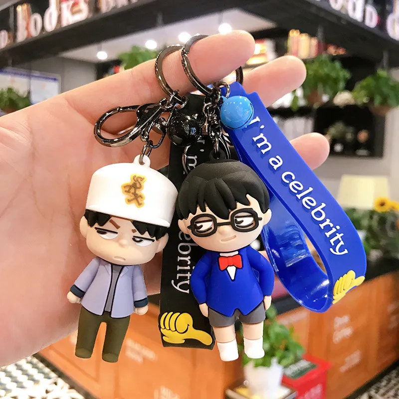 Dessin animé créatif détective Conan porte-clés Cosplay Figure Anime porte-clés mignon Couples pendentif porte-clés pour hommes femmes cadeau