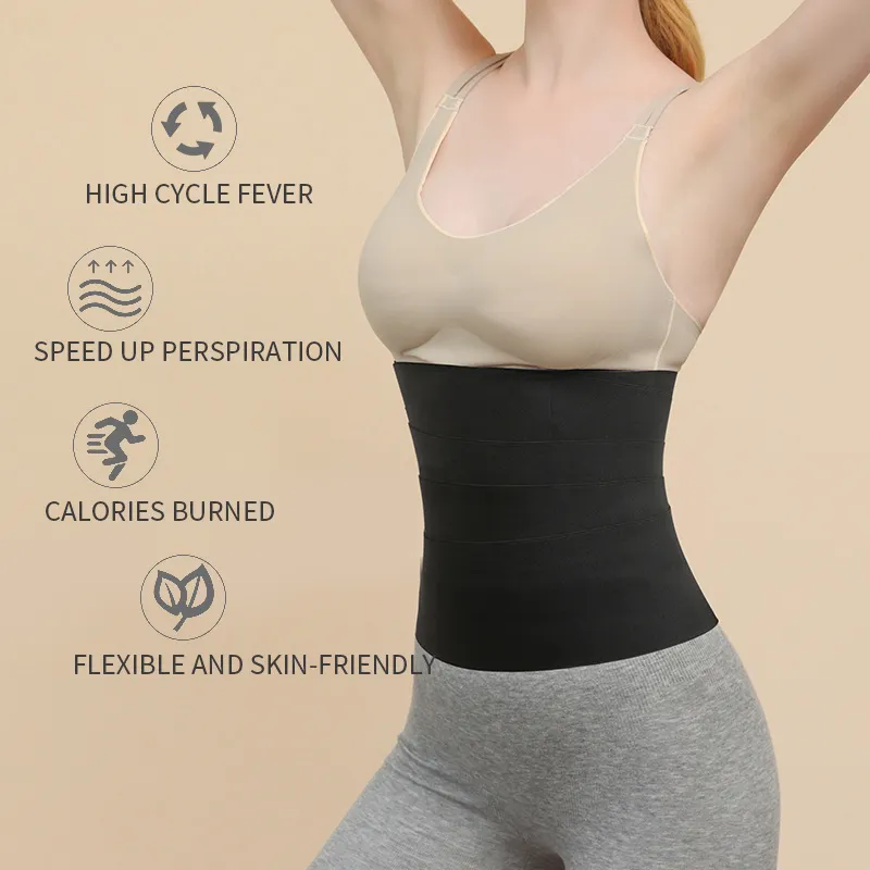 Snatch Me Up Bandage Waist Trainer Corset Stomach Tighten Tummy Wrap for  Women Men Sweat Slimming Wraps Sauna Belt Body Support Long Torso Black  Beige