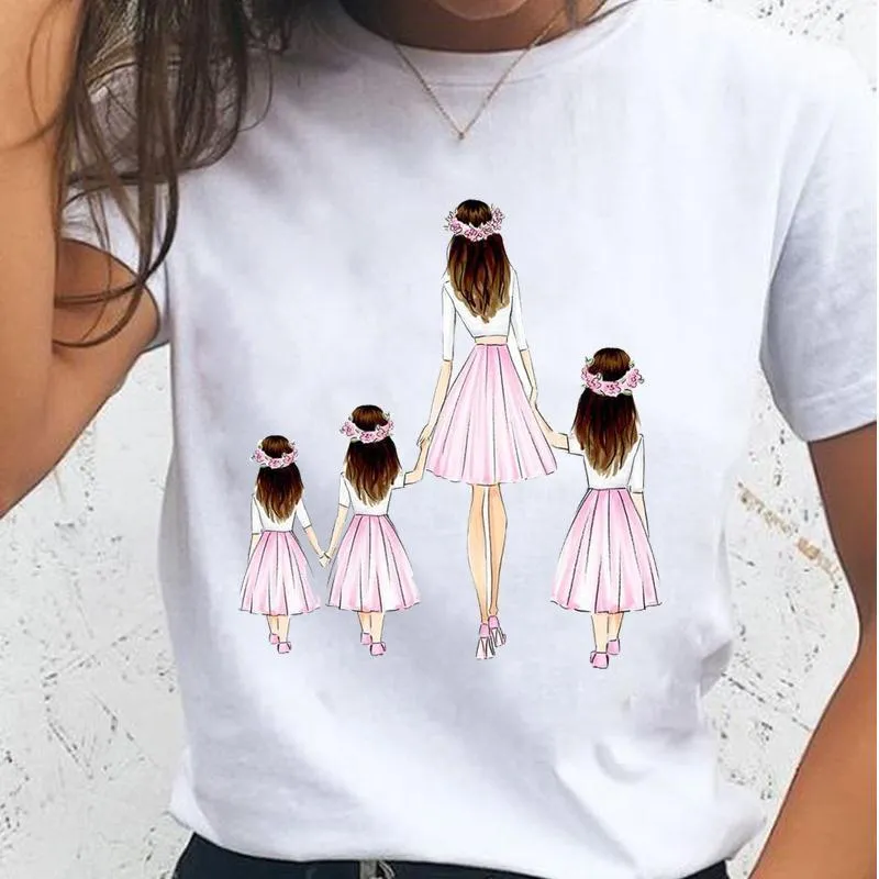 Damska koszulka kobiet koszulki słodka córka słodka rodzina mama matka t tee kreskówka ubrania moda dama zwykła koszula graficzna koszulka graficzna