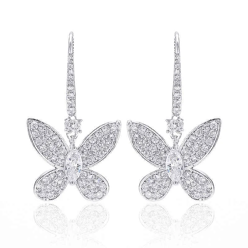 Mode tempérament crochet d'oreille Zircon papillon boucles d'oreilles pour femmes bijoux de mariage Boucle Mujer Brincos XIUMEIYIZU