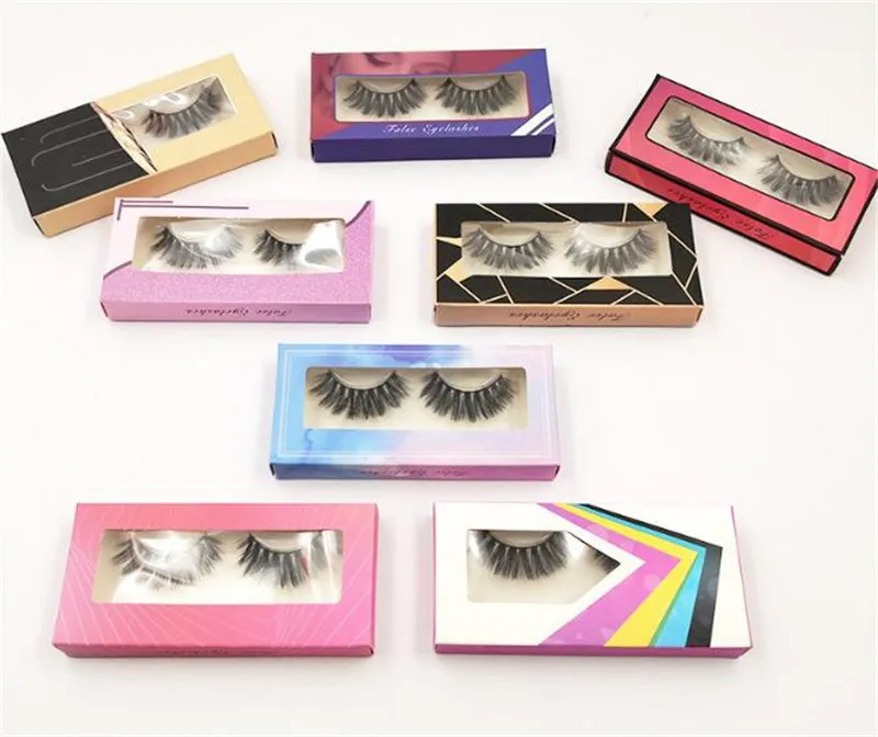 False Eyelashes Black Cross Fake Eyelash Natural Long Make up Eye lash Extensione Eyelashes multi color package