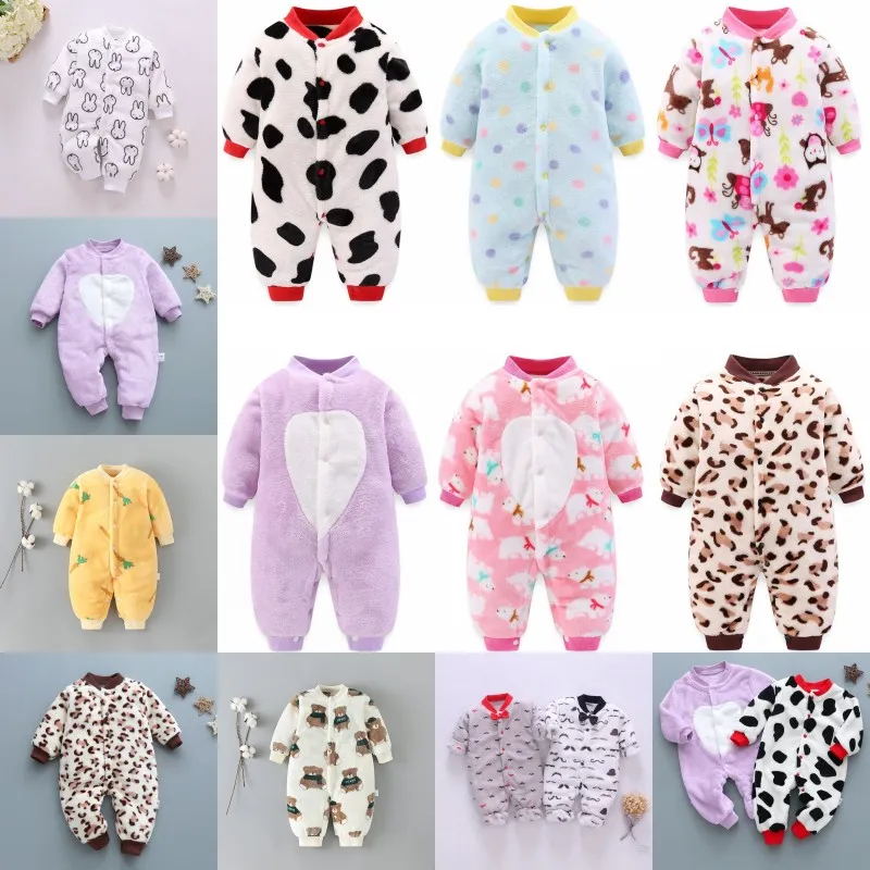 Pasgeboren pyjama's baby lente winter kleding baby jas voor meisjes jumpsuit jongens zachte flanel bebe romper 0-18 maanden 1532 y2