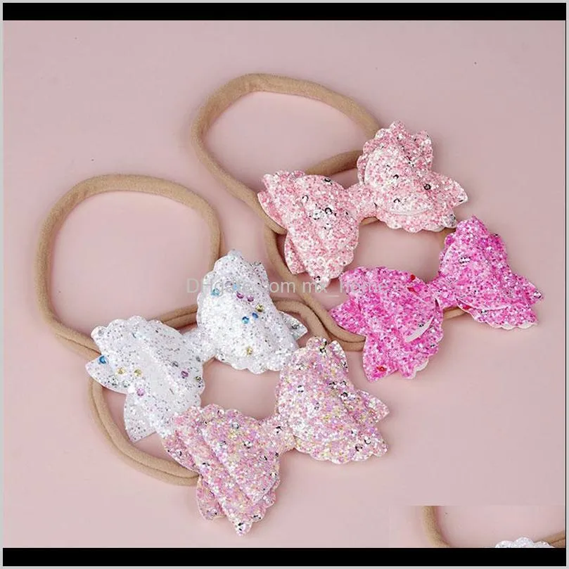new infant baby girls glitter shiny sequin bowknots headbands toddler stretchy hairwrap children`s princess hairbands hair accessories