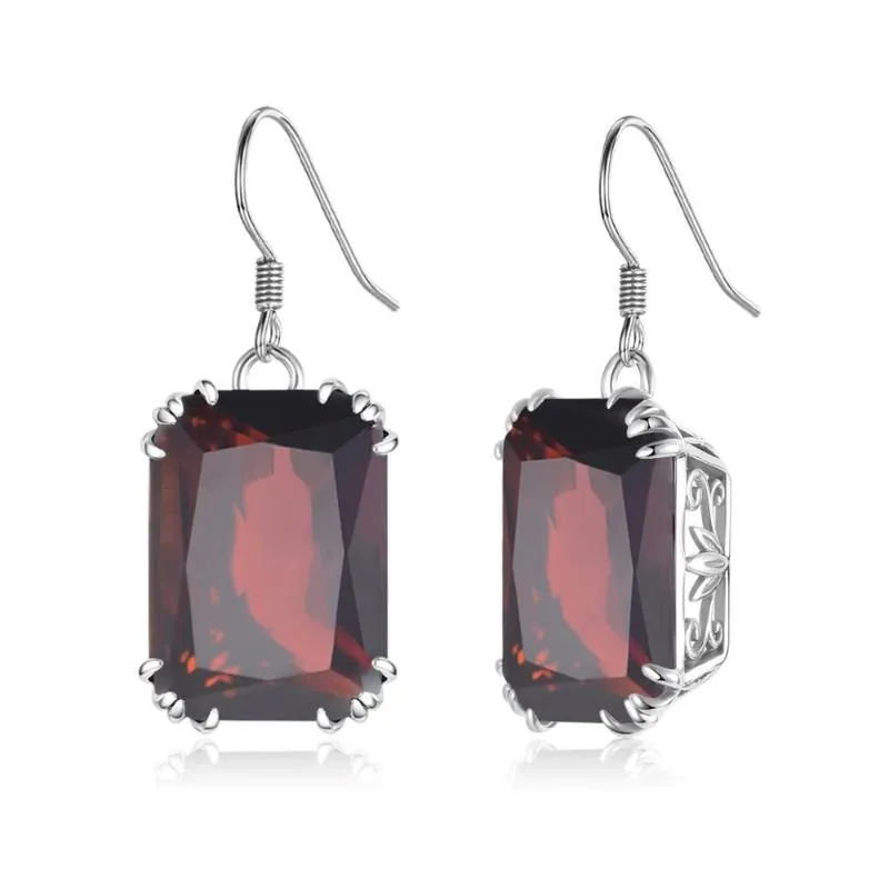 Andere Solid S925 Silver Garnet Oorbellen Vrouwen Vintage Brincos Bizuteria Gemstone Mujer Oreja 100% 925 Sieraden Drop