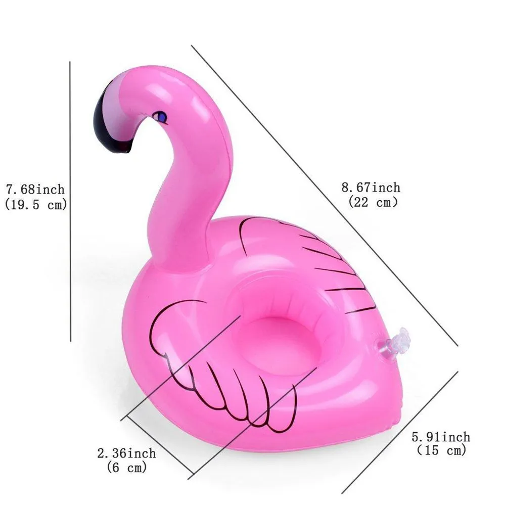 1000pcs Flamingo Float dryck mugghållare Pools Spas artiklar PVC Uppblåsbara drycker Cups Holder Mini Inflatabled Flamingos Flyter leksaker dricka Verktyg Coaster