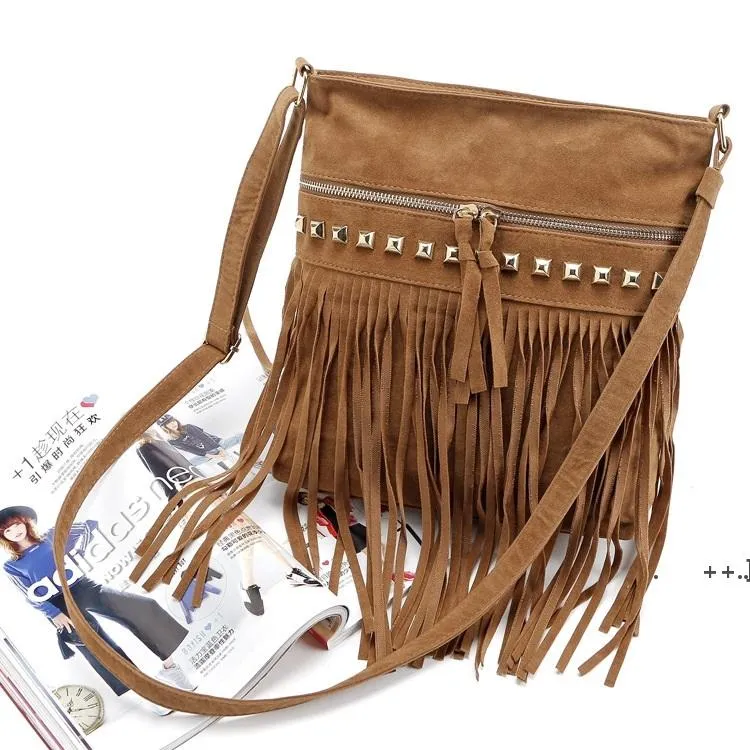 Fashion velvet women messenger bag adjustable shoulder crossbody bags tassels handbag clutch female casual wallet PAF11555