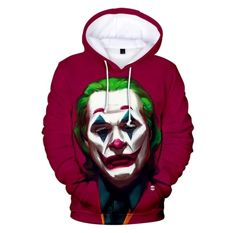 2021 Anime Red Music Clown Joker Hoodie Mannen Speelkaarten Masker Hoodies Sweatshirts Plus Size 3D Tie Dyreing Suiner Masculino 4XL