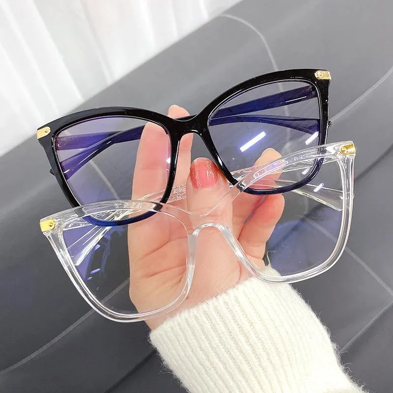 Zonnebril Anti Blauw Licht Blokkeren Cat Eye Bril Vrouwen Vintage Computer Brillen Frames Oversized Clear Optische Gafas Lunette