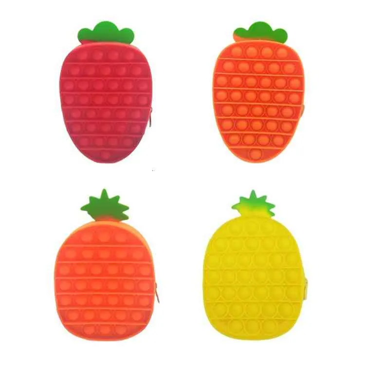 5A+Fidget Toys Sensory Fashion Pineapple Carrot Storage Bag Push Bubble Rainbow Anti Stress Educational Children And Adults Decompression To