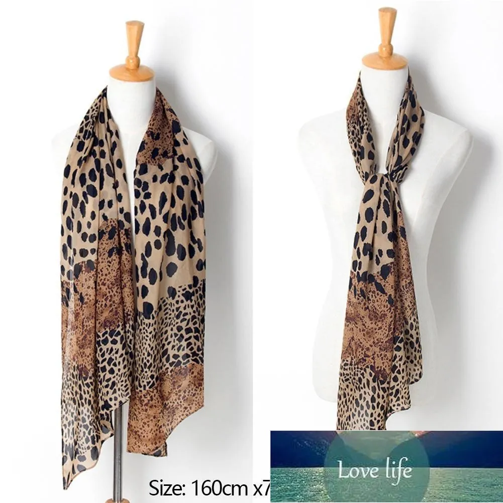Kvinnor leopard print chiffong långa stora halsduk mode wraps mjuk vår sommar damens tunna hijab elegant sjal