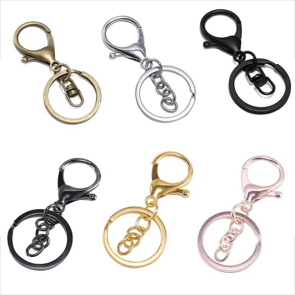 5PCS / Lot Keychain Ring 30 mm Key Ring Lång 70 mm Hummerlås Key Hook Chain för smycken Göra fynd levererar G1019