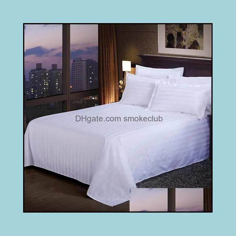 Sheets & Sets 43 Exquisite White Satin Stripes Bedspread Solid Color Flat Sheet For El Home Supplies