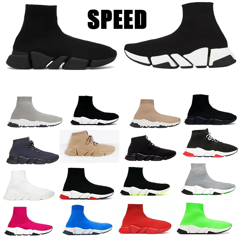 Designer hommes chaussures femmes vitesse formateur chaussettes bottes à lacets chaussettes bottes vitesses chaussure graffiti coureurs coureur baskets tricot femmes 1.0 marche triple noir blanc sport