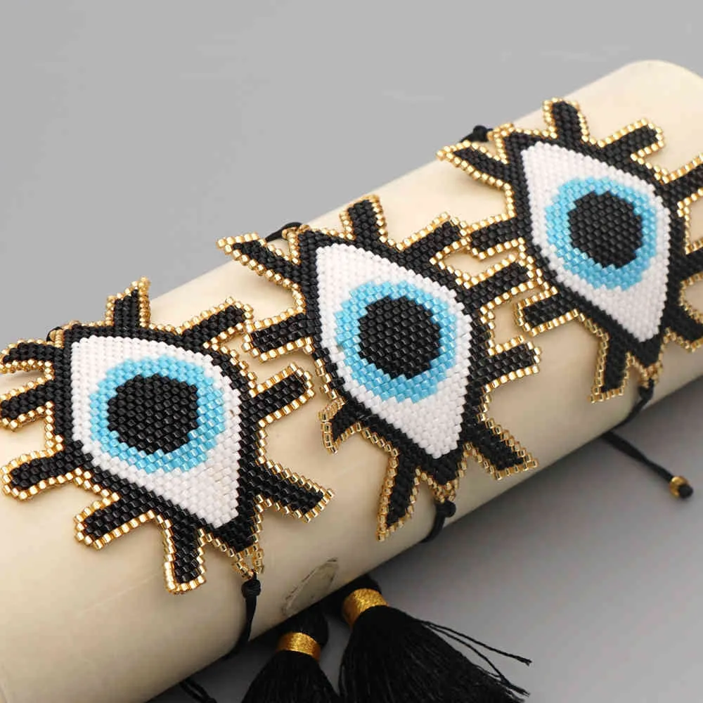 Go2boho الشر سوار العين للنساء المصنوعة يدويا بذور الخرزة مجوهرات عيون التركية pulsera شرابة قابل للتعديل مجوهرات miyuki أساور