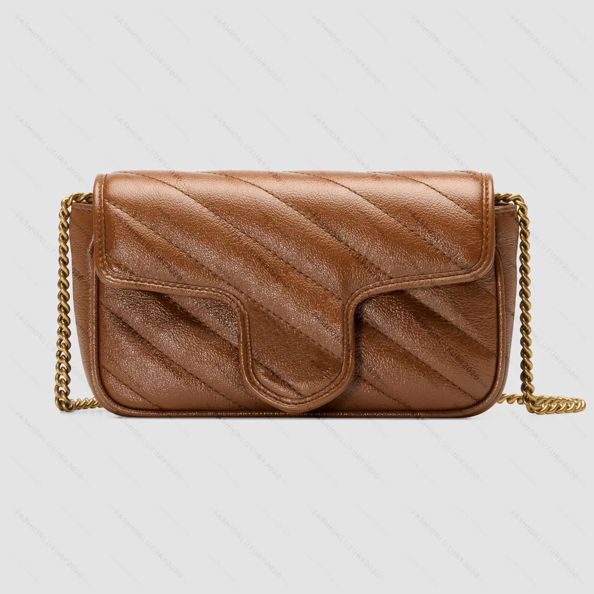 Toppkvalitet Real Leather Women Shoulder Bag Chain Strap Crossbody Brown Color Mini Messenger Purses Classic Fashion Handbag Totes med Box 16.5cm