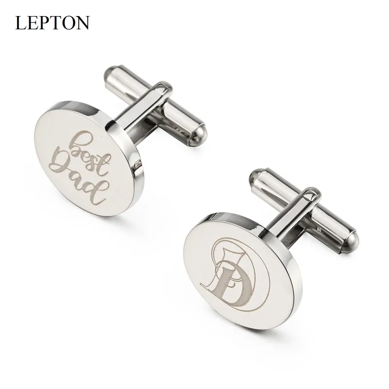 Lepton Stainless Steel Cufflinks For Mens High Quality Laser Best Dad Cuff Links Father's Day Cufflink Relojes gemelos