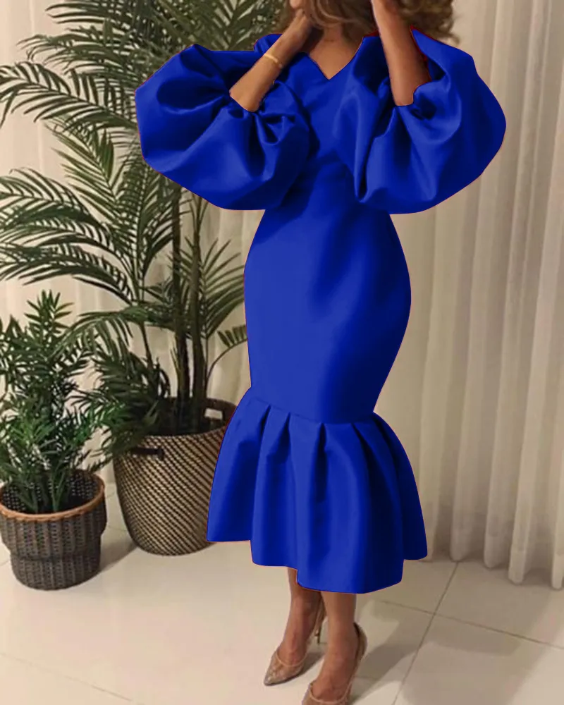 Women summer dress puff sleeve V-neck nylon bodycon ankle-length dress blue plus size for prom evening party from Dhgate Basic & Casual Dresses - price 60.29 Women summer dress puff sleeve V-neck nylon bodycon ankle-length dress blue plus size for prom evening party from Dhgate Basic & Casual Dresses - price 60.29
