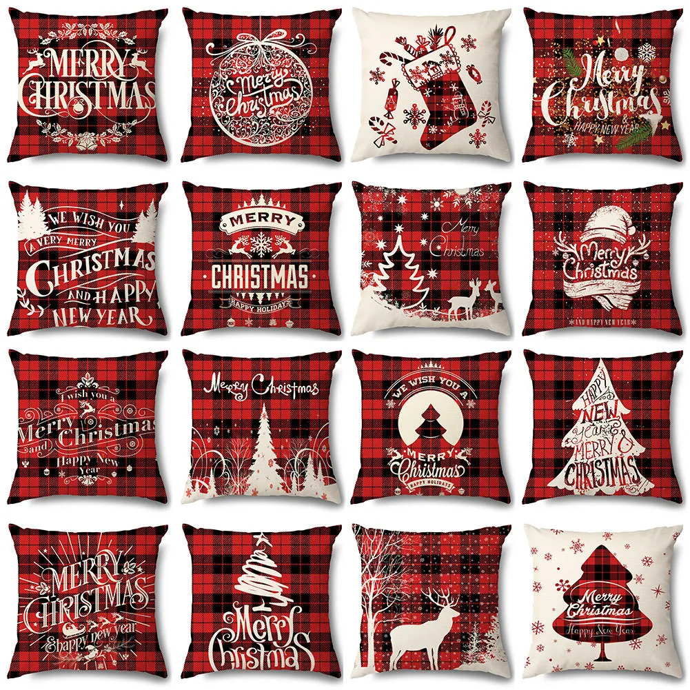 Christmas Pillow case cushion cover 45*45 sofa cushions Linen Pillowcases Cotton covers Home Decor