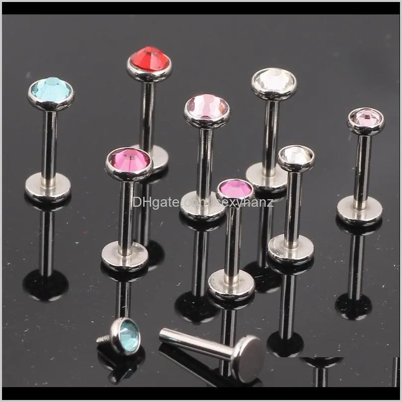 2017 new style flat plane interannally lip piercing labret bar 10 color 6/8/10mm long tragus helix earring stud body