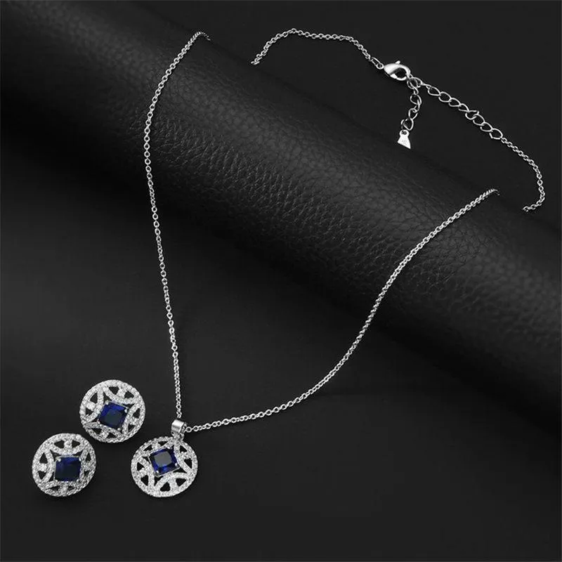 Earrings & Necklace Zircon Environmentally Friendly Copper Imitation Allergy Earring Set Wedding Bridal Party Jewelry Dress Up
